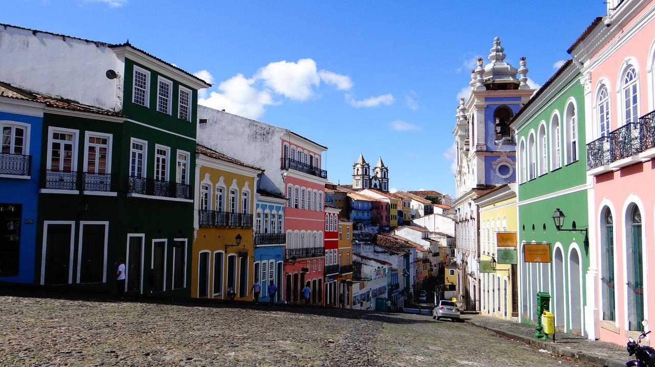 Colorful façades and cobblestone streets in Pelourinho, Salvador